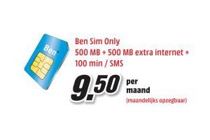 leren Stewart Island zege BEN Sim Only 500MB + 500MB extra internet + 100 min/SMS nu voor €9,50 per  maand - Beste.nl