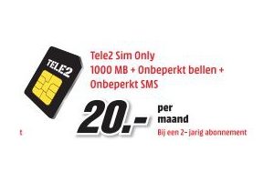 tele2 sim only 1000mb onbeperkt bellen onbeperkt sms