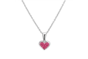 zilveren ketting roze kristal hart