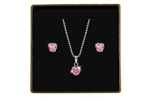 stalen set hart roze met zirkonia