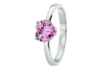 stalen ring hart met roze zirkonia