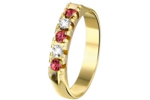 goldplated kinderring rij roze wit