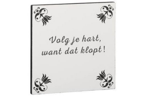 authentieke tegel met spreuk 12x12 cm