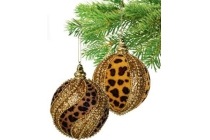 kerstbal foam dierenprint met goud