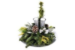 kerststuk op bord