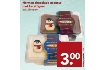 herman chocolade mousse met kerstfiguur