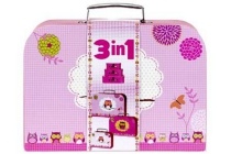 koffer set uil roze