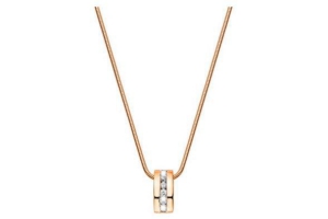 lucardi stalen rose plated ketting en amp hanger met zirkonia