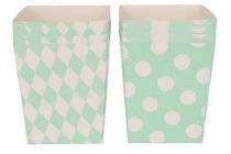 popcornbakjes pastelkleuren mint groen set van 8