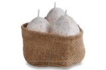 eierkaarsen in jute zak