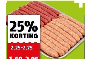 varkens of runderchipolata worstjes