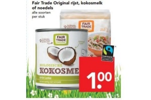 fair trade original rijst kokosmelk of noedels