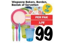 wegwerp bekers borden bestek of servetten