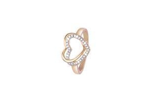 eve goldplated ring dubbel hart met zirkonia