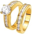 eve gold plated 2 delige ring met zirkonia