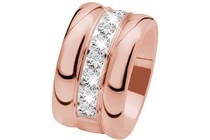 stalen rose plated ring breed met zirkonia