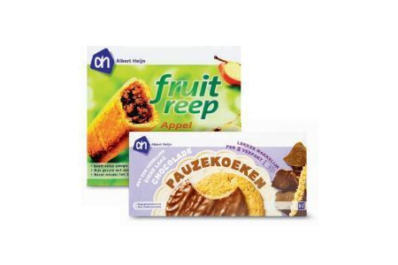 ah pauzekoeken fruitrepen en meergranenbiscuit