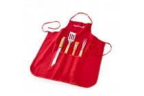 barbecook schort met 4 delige barbecueset rood