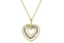 14 karaat geelgouden ketting hart met diamant