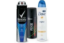 axe dove en rexona deodorant