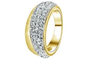 stalen ring goldplated wit kristal