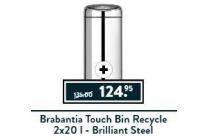 brabantia touch bin recycle 2x20 l brilliant steel