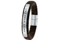 urban story stalen armband met leer