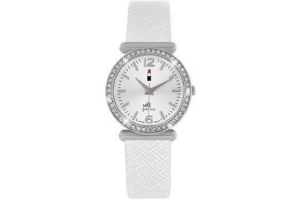 little miss fabulous horloge met witte leren band