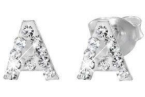 zilveren kinderoorbellen initialen kristal