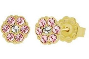 goldplated kinderoorbellen met roze kristallen