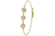 goldplated kinderarmband met roze kristallen