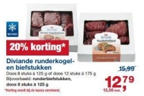 diviande runderkogel en biefstukken
