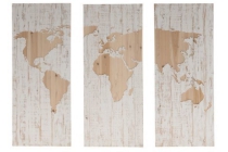 houten wereldkaart 3 luik