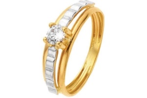 bicolor gouden ring met zirkonia
