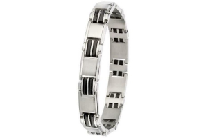 stalen herenarmband met zwarte accenten