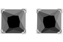 zilveren oorbellen met zwarte zirkonia vierkant