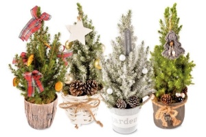 gedecoreerde kerstboom in pot