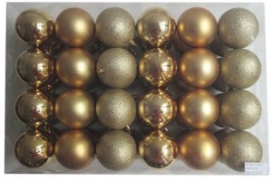 kerstbal kunststof 8 cm goud 48 st