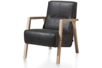 bueno fauteuil met houten arm vintage clay white black