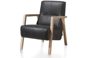 bueno fauteuil met houten arm vintage clay white black
