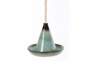 vogeldrinkschaal glazuur hangend d 28 cm groen bruin