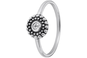 zilveren ring rond bali met kristal
