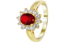 goldplated ring ruby met zirkonia