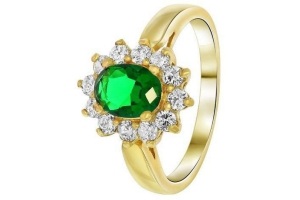 goldplated ring emerald met zirkonia