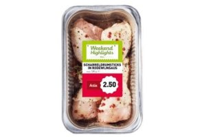 scharreldrumsticks in rodewijnsaus