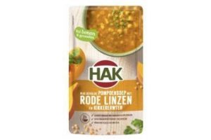 hak pompoensoep met rode linzen en kikkererwten