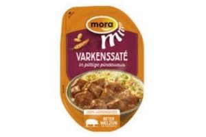 mora varkenssate in pittige satesaus