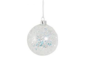 kerstbal met sequin of glitterbloem