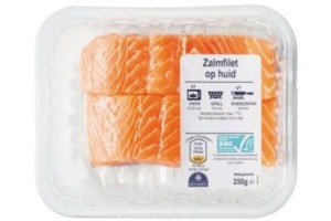 zalmfilet op huid