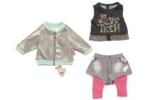 city outfit met glitterjas voor baby born